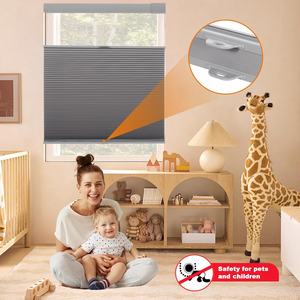 ستائر خلوية معتمة بدون أدوات أو حفر من بيرسيلوكس، ستائر خلية النحل بدون حبال علوية/سفلية سهلة التركيب للنوافذ الداخلية باللون الرمادي بعرض 18 بوصة - Product Image 6