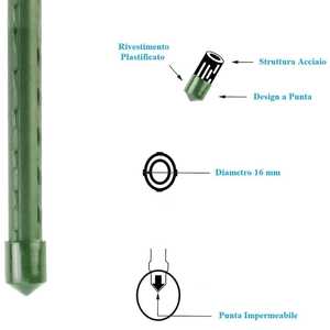 Plant Support <b>Rods</b> 240cm Long 16mm Diameter Green <b>Plastic</b> Coated Steel Canes for Garden Use - Product Image 3
