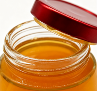 Pot en verre incurvé de qualité alimentaire avec couvercle métallique rouge hermétique pour miel, gelée, confiture, emballage cadeau OEM