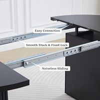 Table à manger extensible noire moderne avec base double cannelée