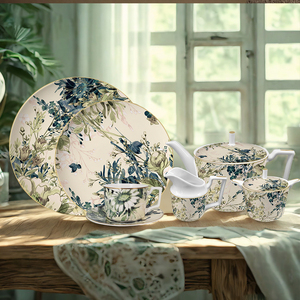 Juegos de platos de cena de porcelana de hueso, juegos de <span class=keywords><strong>vajilla</strong></span> de cerámica para comedor romántico, juegos de <span class=keywords><strong>vajilla</strong></span> para banquetes con <span class=keywords><strong>vajilla</strong></span> de embalaje - Product Image 4