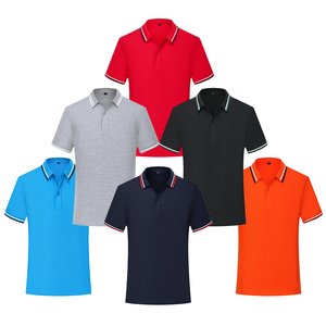 Casual Fashion 200g CVC Short Sleeve Polo Shirt with Custom Logo Double Stripe Collar Workwear