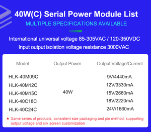Hi-Link 40W HLK-40M12C 40M09C 40M15C 40M24C โมดูลแปลงไฟ AC เป็น DC แบบ Step Down ขนาดเล็ก พร้อมวงจรไฟฟ้า EMC - Product Image 2