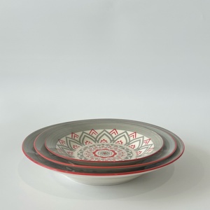 Elaborados motivos arabescos 18 piezas Pad impresión cerámica vajilla plato <span class=keywords><strong>de</strong></span> sopa conjunto para <span class=keywords><strong>6</strong></span> <span class=keywords><strong>personas</strong></span> sirve para la familia boda comedor - Product Image 6