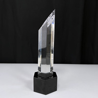 MH-NJ00672 verre trophée de plaque de cristal avec base noire cristal trophée