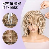 Wig rambut keriting dreadlock yang dapat disesuaikan, rajutan penuh, sintetis alami, potongan bob pendek bergaya Afrika, bernapas