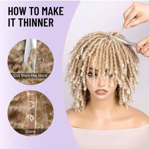 Perruque tressée au crochet complète en dreadlocks bouclées ajustables, synthétique naturelle, coupe courte bob torsadée <span class=keywords><strong>africaine</strong></span>, respirante, vente en gros - Product Image 3