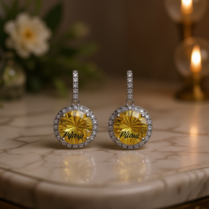 Orecchini Pendenti Pilari in Citrino, Argento 925 con Incastonatura a Castone, Classici per l'Uso Quotidiano Femminile - Product Image 2