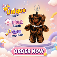 Porte-clés en peluche personnalisé, ours en peluche, porte-clés en peluche à fourrure marbrée, OEM ODM, poupée en peluche douce pour breloque de sac, cadeau