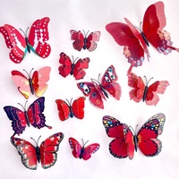 12 pièces PVC artificiel 3D papillon ensemble gâteau Topper pour Noël Graduation Pâques fête fournitures et décoration de la maison