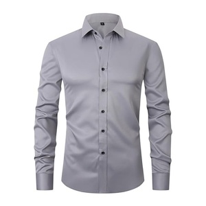 Camisa <span class=keywords><strong>de</strong></span> <span class=keywords><strong>Vestir</strong></span> Formal sin Cuello para <span class=keywords><strong>Hombre</strong></span>, <span class=keywords><strong>de</strong></span> Manga Larga, Elástica en Cuatro Direcciones, Tallas Grandes, Corte Ajustado, Antiarrugas, <span class=keywords><strong>de</strong></span> Poliéster, para Primavera, la <span class=keywords><strong>M</strong></span>ás Vendida - Product Image 1