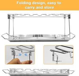 حامل مضرب دجاج لملحقات الشواية 12 فتحة رف جناح دجاج رف أرجل دجاج للشواية مع صينية تقطير - Product Image 6