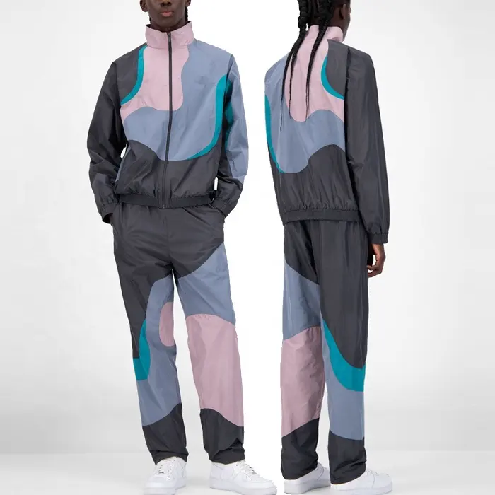 Mens Athleisure Tracksuits Men's Polyester Track Suit Nylon Tracksuit Set OEM Men's Track Winter Autumn Colorblock Jacket