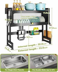 Wholesale Stainless Steel Double Tier Wall Mounted Kitchen Drain <b>Rack</b> <b>Dish</b> Organizer Durable & Eco-Friendly - Product Image 3