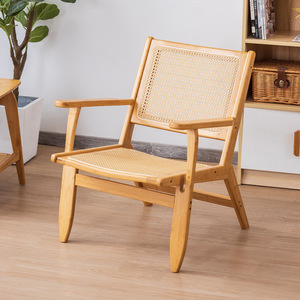 Chaise longue en bambou et rotin, chaise de jardin rectangulaire en bois massif respirante, design contemporain pour la maison, le balcon et l'extérieur - Product Image 1