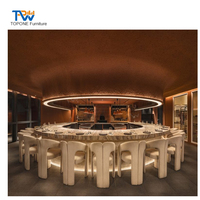 Comptoir de bar de restaurant rond moderne de luxe avec des designs personnalisables, matériau en surface solide coréen pour bar à domicile et utilisation hôtelière