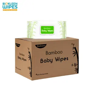 Biokleen Hot Sale 80pcs OEM Free Sample Customized 100% Organic Biodegradable Spunlace non-woven Bamboo Wipe Baby Wipes