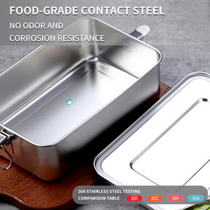 Hộp cơm trưa bằng thép không gỉ hình chữ nhật di động ngoài trời Lekfre, chống rò rỉ, có nắp và khóa dành cho nam giới - Product Image 4