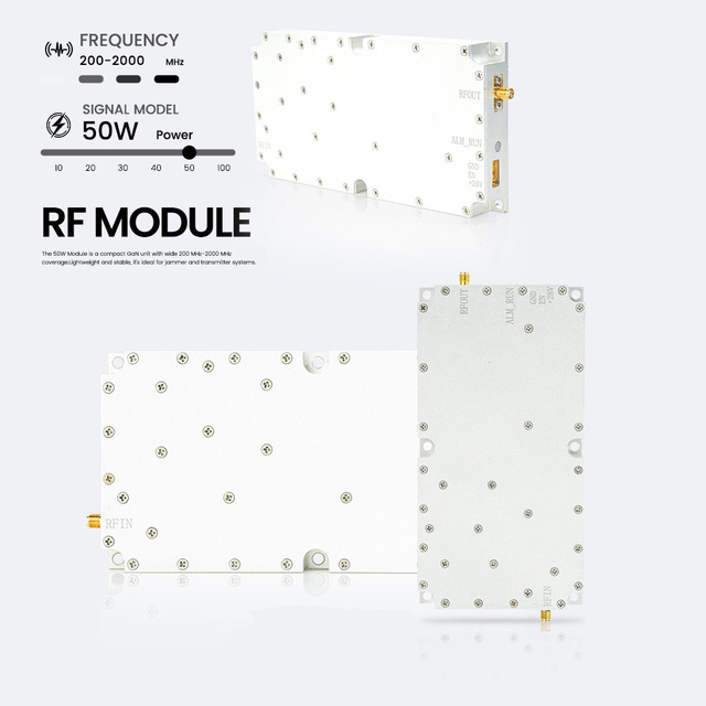 Anti-drone Module 50W 200-2000MHz Drone-defense Anti-UAV Power Amplifier Wideband UAV Mavic 3 Counter O3 O4 Anti-drone System