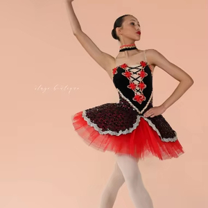 Usine de haute qualité <span class=keywords><strong>noir</strong></span> riche velours Sequin rouge rigide Tulle danse Ballet <span class=keywords><strong>Tutu</strong></span> Costumes - Product Image 2