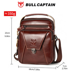 Bolso Bandolera de Cuero Genuino para Hombre, Estilo Retro Vintage, Marca BULLCAPTAIN - Product Image 5