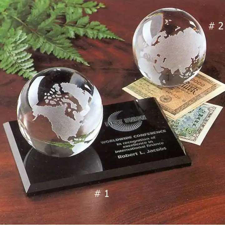 80mm personnalisé cristal monde carte globe en verre clair cristal