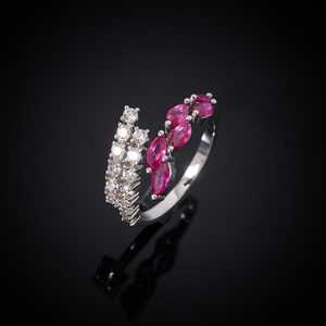 00109 Conjunto de Collar de Novia con Borlas Vimineas Elegantes y de Lujo para Mujer, con Rubíes y Circonitas, Conjuntos de Joyería de Boda, Accesorios para Novias - Product Image 5