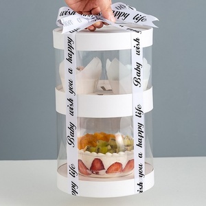 Caja para Cupcakes Blanca de Doble Capa para Fiestas de Cumpleaños, Caja para Pastel Transparente de PET de Lujo con Cinta de Seda - Product Image 6