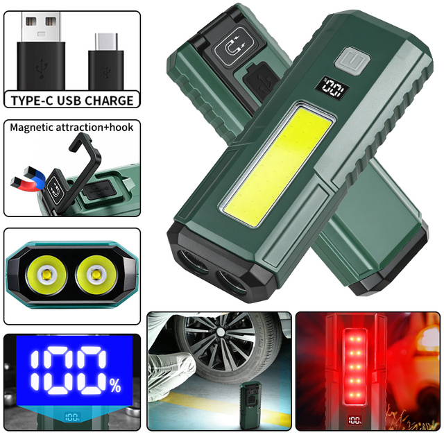 Rechargeable Magnetic Waterproof Work Light Mechanic Pocket LED Torch Super Bright Handheld Flashlight Workshop Car Repair