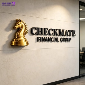 Enseigne Murale Personnalisée en Métal Doré Effet Miroir 3D avec Logo Imprimé UV pour Entreprise, Idéale pour Bureau/Reception de Groupe Financier - Product Image 1