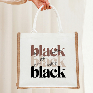 Bolsa de Playa de Lona Grande Personalizada con Patrón de Historia Negra, Bolsa de Regalo Monogramada - Product Image 5