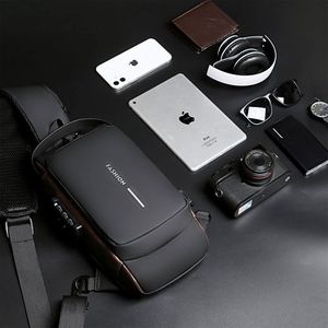 Bolso <span class=keywords><strong>Bandolera</strong></span> Multifuncional Impermeable con Contraseña, Bolso de Pecho con USB, Bolso Cruzado para Motocicleta, Viajes, para <span class=keywords><strong>Hombre</strong></span> - Product Image 4