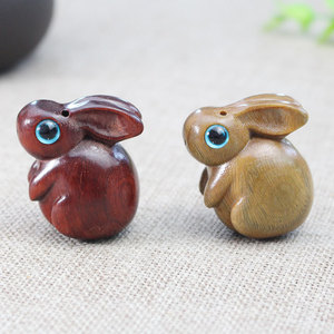 Sandalwood Carved Rabbit <b>Keychain</b> Wood Pendant Portable Decorative Ornament For Bag Phone Chain Gift - Product Image 1