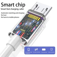 Kabel Data pengisi daya Cepat USB mikro 2A Full, kabel Data USB mikro, pengisian cepat, warna putih, hitam, 6,6 kaki, 0.3M, 1M 1.5M, panjang 2M
