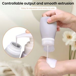Silicon <b>Refillable</b> Shampoo Cosmetic Container Travel Bottles 90ml Portable Empty Small 2oz Silicone Travel Size Squeeze Bottle - Product Image 6