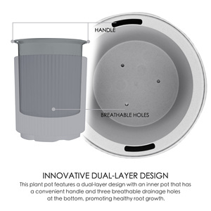 Vaso Fioriera Rotondo Moderno in <span class=keywords><strong>Plastica</strong></span> di Alta Qualità per Interni/Esterni, Durevole e Impermeabile per Soggiorno, Centro Commerciale, Cucina, Casa, Ufficio - Product Image 3