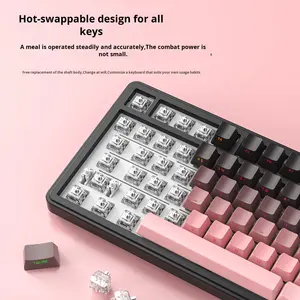 <span class=keywords><strong>Clavier</strong></span> de jeu X85 RGB éclairé, trois modes sans fil, personnalisable, style mécanique, touches imprimées sur le côté, claviers interchangeables à chaud - Product Image 4