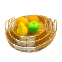 Panier de rangement en rotin tressé à la main de luxe personnalisé pour la maison, en plastique, pour pain, fruits, vêtements, petit panier de rangement en rotin