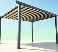 Pergola rétractable en alliage d'aluminium avec voile en PVC - Couverture de terrasse motorisée imperméable - Contrôle intelligent - Projection de 21 m et structure en aluminium