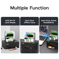 MAIWO 2 Bays Tool Free USB 2.5"/3.5" SATA HDD / SSD Docking Station Clone Duplicator HUB dengan Slot Kartu SD/TF