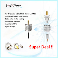 Adaptor Solder koaksial RF UHF PL259 colokan pria baru untuk antena Laptop Radio CB Ham kompatibel RG58 RG142 LMR195 LMR200