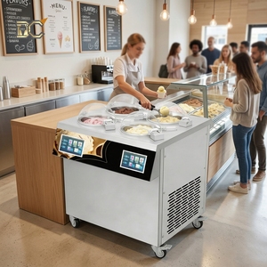 Machine à glace verticale professionnelle 4*5,5L à refroidissement rapide, avec agitateur supérieur, pour gelato et crème glacée - Product Image 1