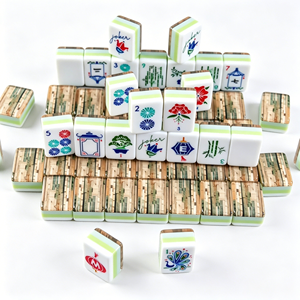 Set Mahjong Ecologico Stile Americano con Motivo Bambù, Tessere in Acrilico a 4 Strati, Tavolo da Gioco per Casa e Feste - Product Image 4