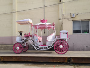 Carroza de Cenicienta de Metal Blanco de Gran Venta con Diseño de Calabaza Navideña, Fabricada por Special Transportation - Product Image 6