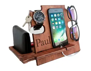 Wooden stand for phone wallet key Gift Competitive wooden holder for Men Docking Station