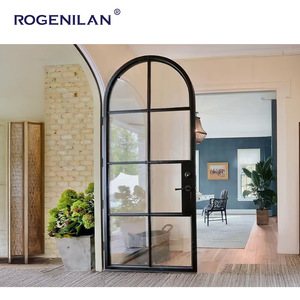 Puerta Francesa de Doble Hoja ROGENILAN con Rejilla, Vidrio Esmerilado de una Sola Hoja, Interior de Aluminio con Cerradura, Puertas Batientes - Product Image 3