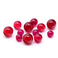 Prix de gros Pierres précieuses synthétiques en vrac serties de cire Rubis rouge Corindon Forme de boule 5 #   Perles rondes en rubis