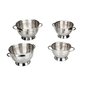 Stainless Steel Food Strainers Basket Fruit Vegetable Washing Basket Rice Strainer with Handle - Product Image 1