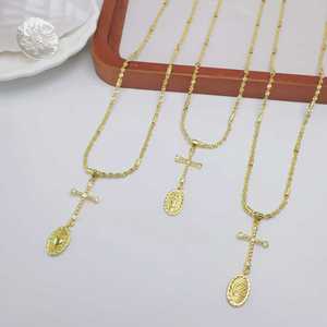 Collier pendentif <span class=keywords><strong>croix</strong></span> religieuse plaqué or avec zircon cubique, <span class=keywords><strong>croix</strong></span> <span class=keywords><strong>Ankh</strong></span> et colliers Vierge Marie pour femmes - Product Image 4