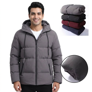 Men's Lightweight Outdoor Puffer Jacket with Hood Custom Logo Digital Print on Canvas High Street Style <b>Bubble</b> <b>Coat</b> Design - Product Image 1